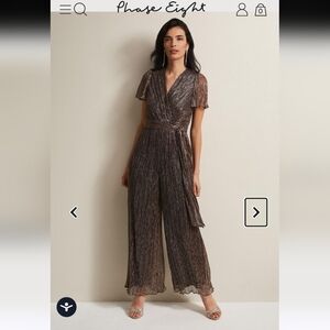 Stella Bronze Plisse Wide Leg Jumpsuit